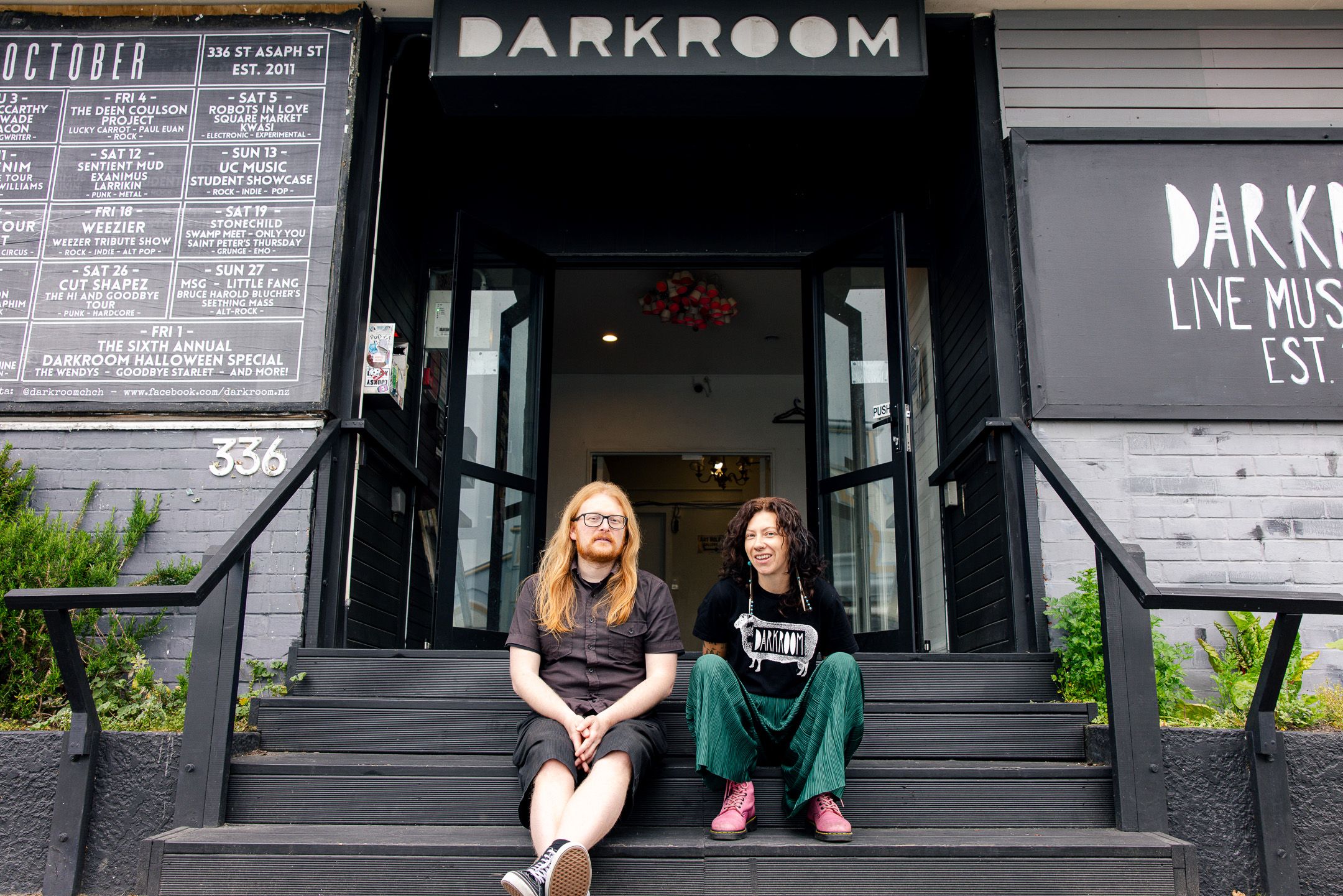 Feather and Nick outside Darkroom